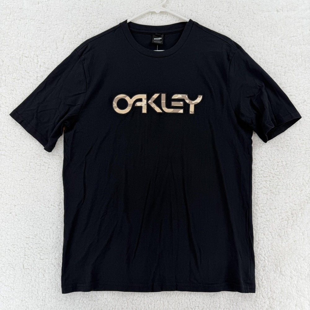 Oakley Mens Medium Black Big Bark SS Tee Camo Logo Graphic Cotton FOA400592